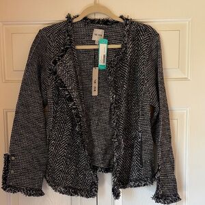 NIC+ZOE Black and White Textured Cardigan